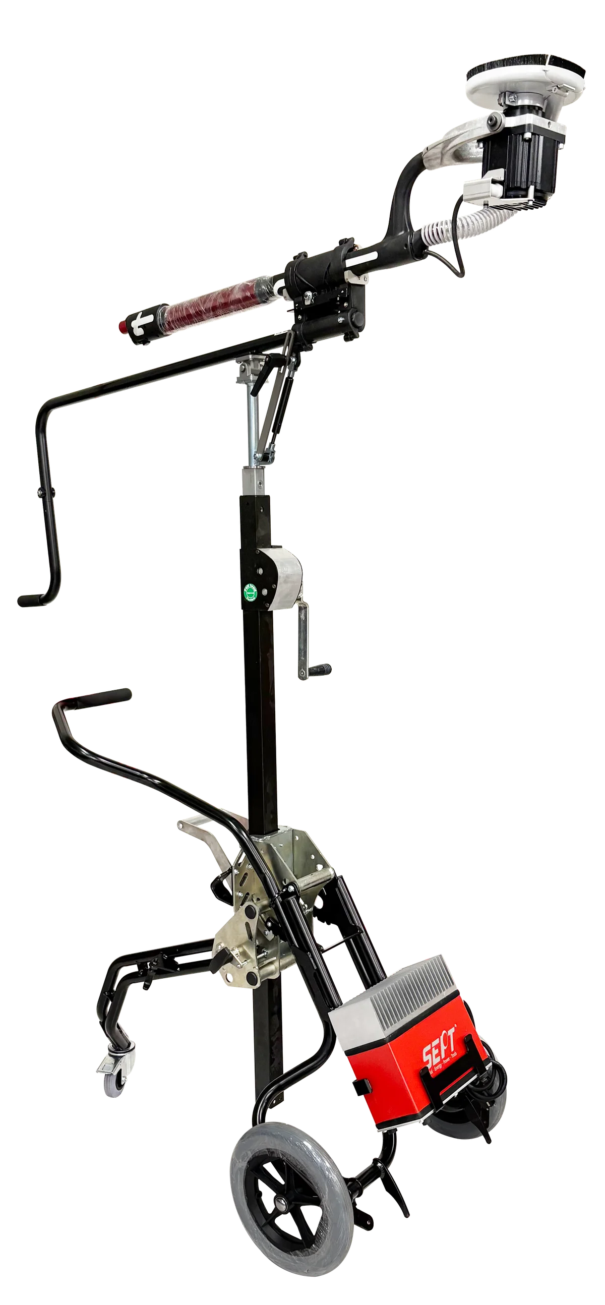 Ensemble ponçage plafond Eland : chariot Eland Premium, bras de ponçage et ponceuse Fouine XB165