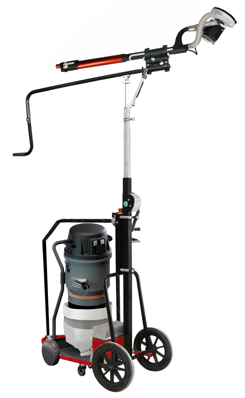 Ensemble ponçage plafond Gazelle : chariot Gazelle Premium, ponceuse Fouine XB165 et aspirateur IU33 Longopac